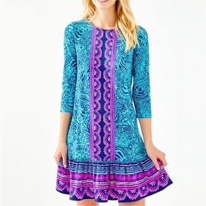 Lilly Pulitzer Ophelia 3/4-sleeve swing dress in the "Bermuda Blue" color